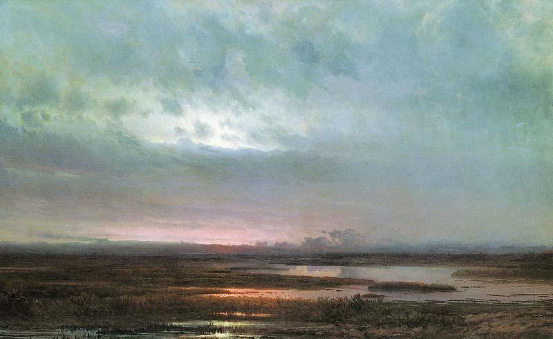 Alexei Savrasov Sundown over a marsh, France oil painting art